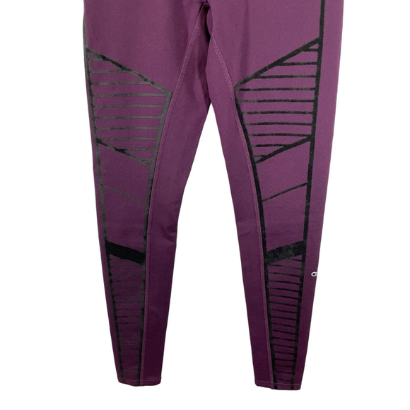 ALO Yoga High Waist Flocked Moto Legging in Black Plum XS - Picture 6 of 10